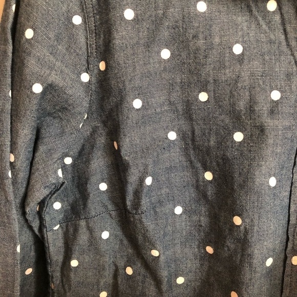 J.Crew Factory Chambray Polka Dot Button Down Top - Picture 3 of 8